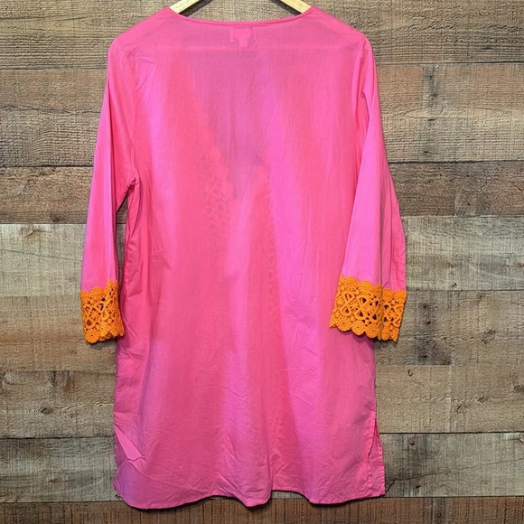 Mud Pie Nora Crochet Tunic Swim Cover Pink & Orange Women’s size Large(12-14) - Picture 8 of 8